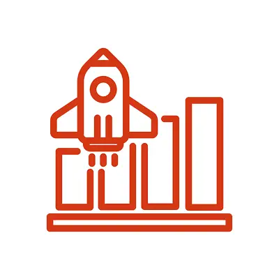 圧倒的な市場開拓スピードを表現したロケットのイラスト
